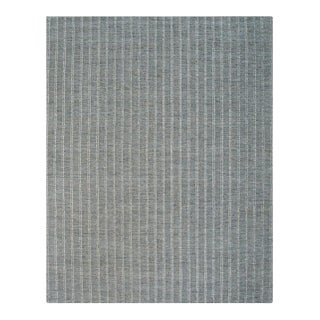 4x6 Gray Hand-Knotted Wool Subtle Striped Geometric Modern Carpet Rug For Sale