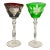 Antique Ruby Red and Green Crystal Cut to Clear Wine Goblets Style of Val Saint Lambert- a Pair For Sale