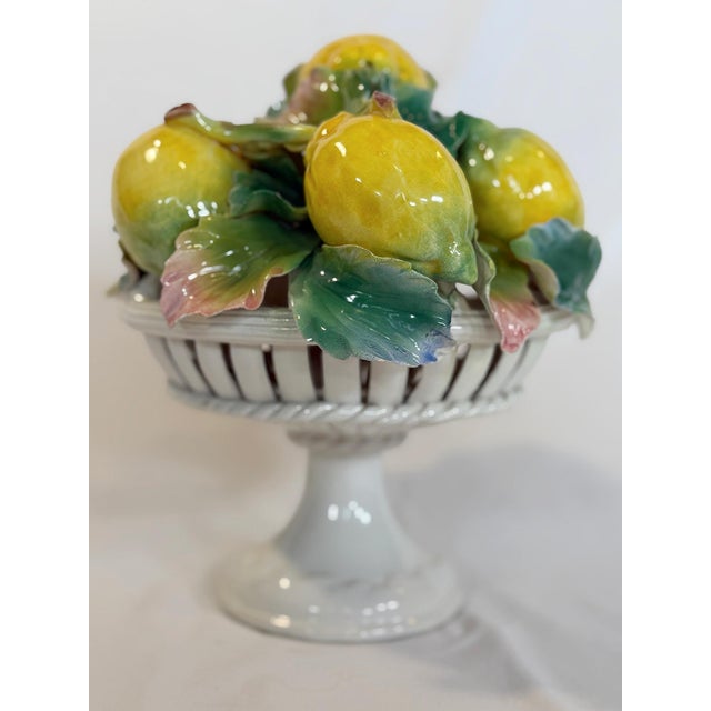 Vintage Italian Majolica Lemon Pedestal Topiary For Sale - Image 4 of 9