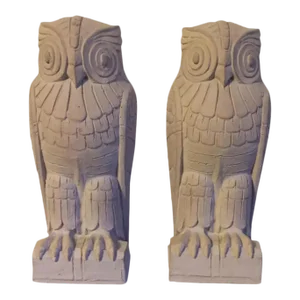 Art Deco Sandstone Owl Bookends - A Pair