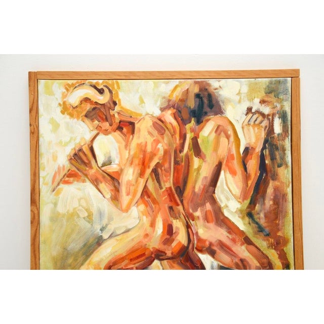 A beautiful and impressive large vintage oil painting of nudes. This is a superb piece, it is labelled on the back and was...