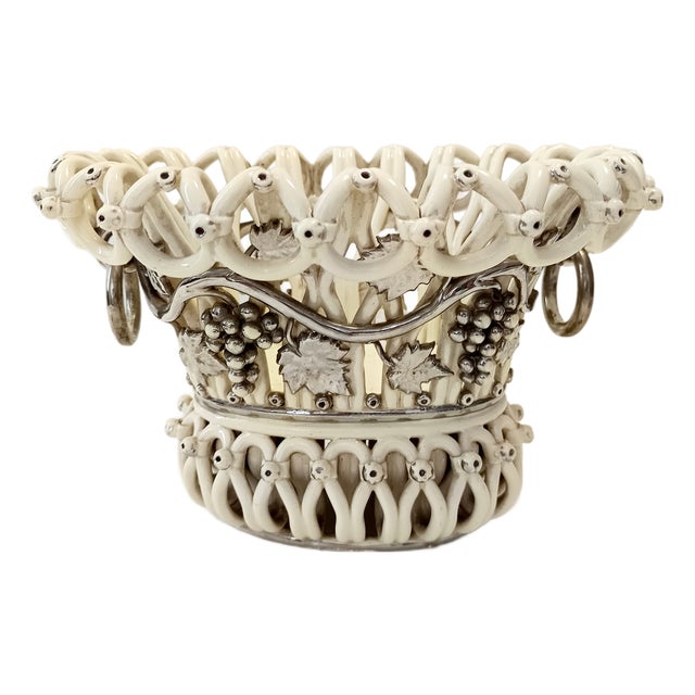 Cream Ceramic Fruit Bowl or Centerpiece by Charles de Boissimon, France For Sale