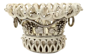 Cream Ceramic Fruit Bowl or Centerpiece by Charles de Boissimon, France