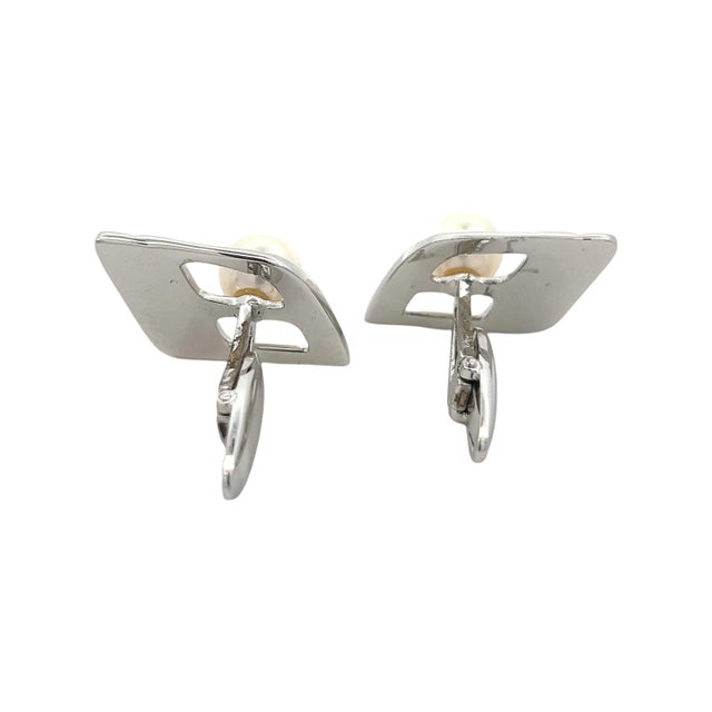 Mikimoto Estate Akoya Pearl Cufflinks Silver 7.50 mm, 2 pieces For Sale In New York - Image 6 of 8