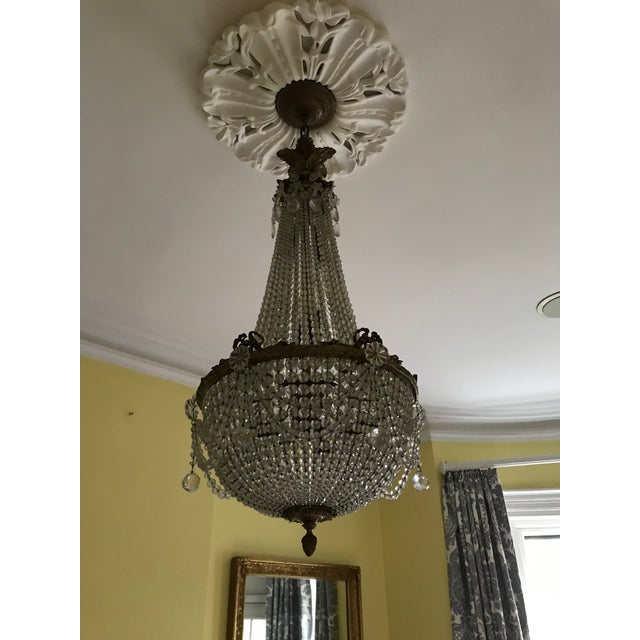 19th Century French Empire Crystal Basket Chandelier For Sale - Image 10 of 15
