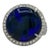 Black Lightning Ridge Opal Round and White Diamond Cocktail Ring in 18k Size 7 For Sale