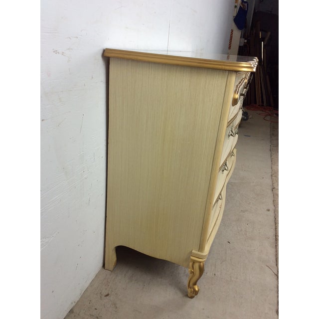 Mid Century French Provincial Style Lowboy Dresser With Six Drawers For Sale - Image 4 of 13