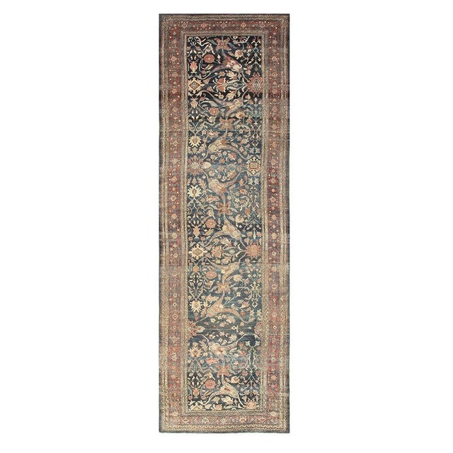 Early 20th Century Persian Malayer Carpet ( 4'8" x 15'2" - 142 x 462 ) Antique Persian Allover Floral Hand Knotted Pile...