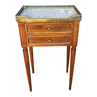 Antique Louis XVI Side Table With Carrera Marble Top For Sale