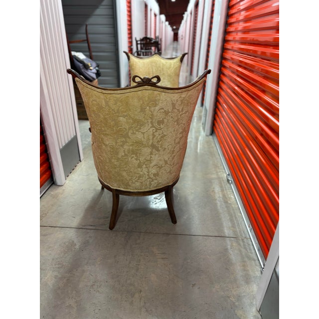 1930s Pair of Beautifully Carved Mahogany Vintage Arm Chairs For Sale - Image 10 of 12