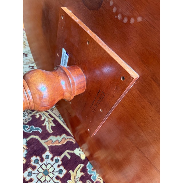 Ethan Allen 18th Century Chippendale Style Banded Mahogany Oval Coffee Table With Claw and Ball Feet For Sale - Image 13 of 13