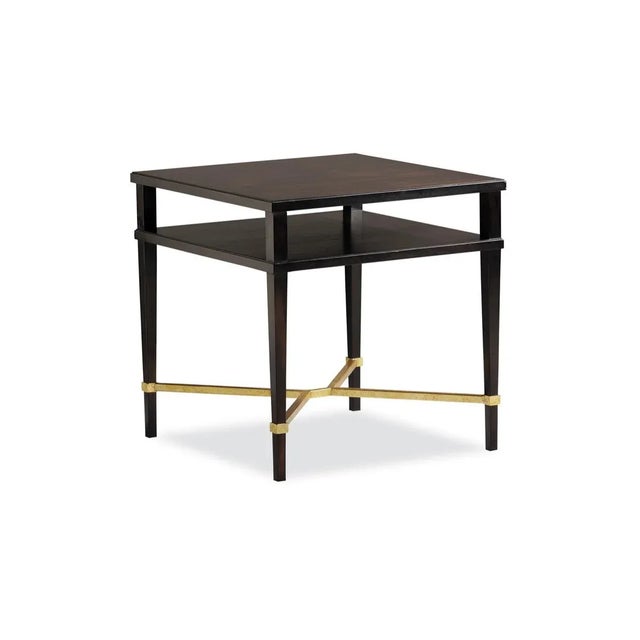 Black Finished Anka Chairside Table with Bronze Accents