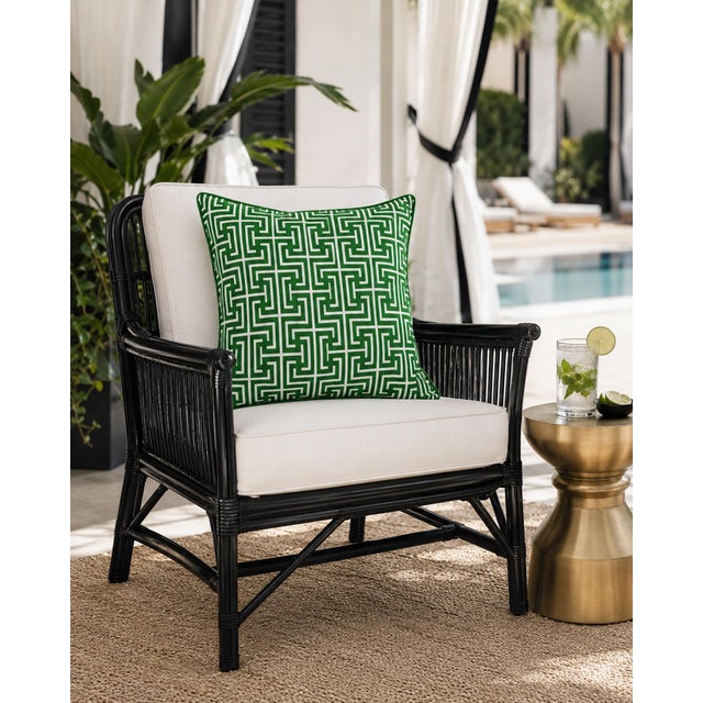 Modern Outdoor Emerald Greek Key Pillow For Sale - Image 3 of 3