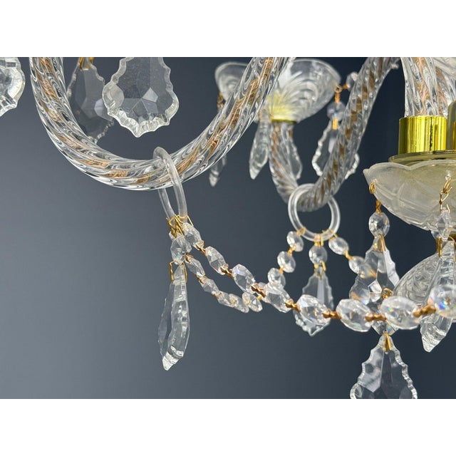 1960s Venetian Style, Large Chandeliers, Brass, Crystal - a Pair For Sale - Image 10 of 17