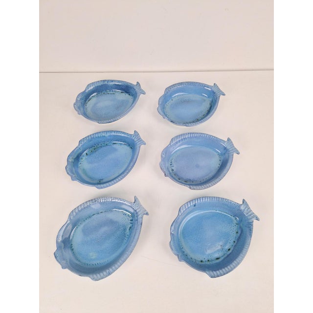 Blue Ceramic Fish Plates by Aimé De Grimaud, France, 1970, Set of 6 For Sale - Image 10 of 10
