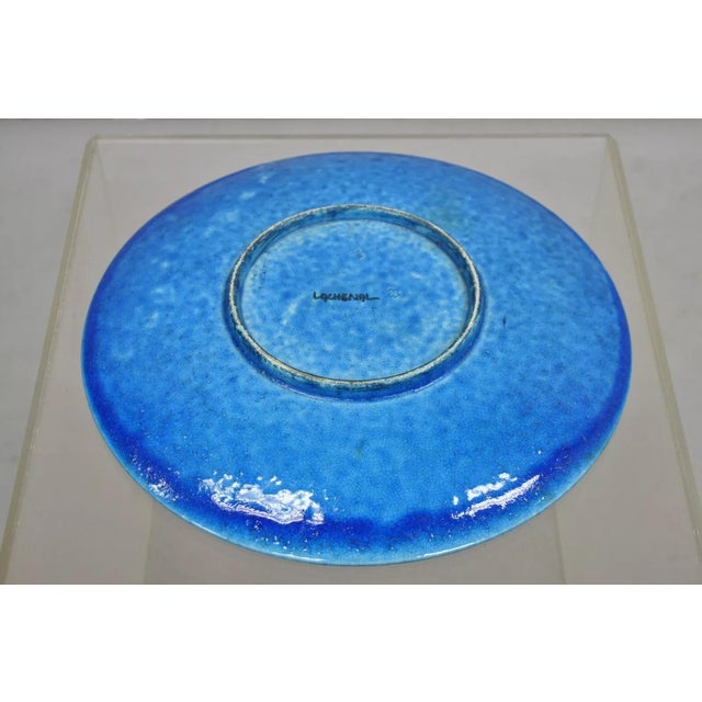 Art Nouveau Early 20th Century Edmond Lachenal French Art Nouveau Turquoise Blue Glazed Pottery Charger Plate For Sale - Image 3 of 11