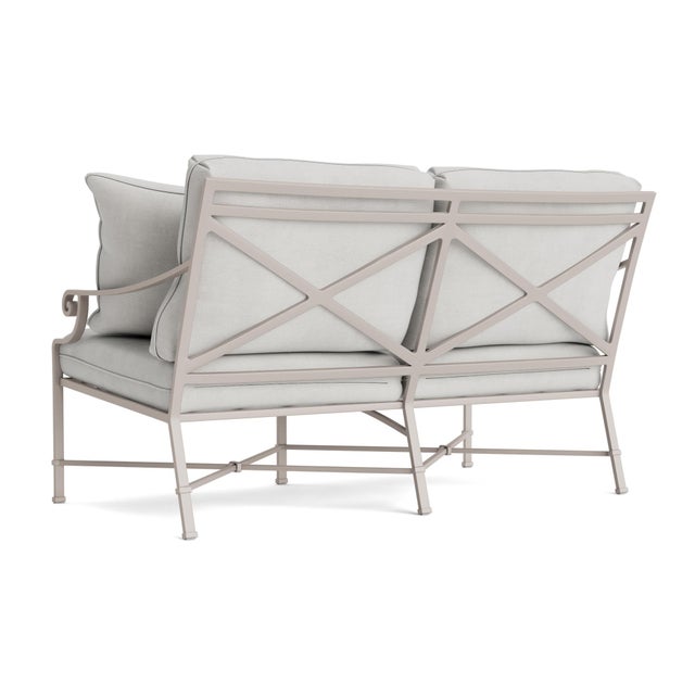 Not Yet Made - Made To Order Brown Jordan Venetian Loveseat, Dove frame with Fusion Dove fabric For Sale - Image 5 of 11