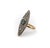 Victorian 19th Century 14k Gold Early Victorian Navette Ring With Pave Diamonds and Central Sapphire, Size 8.25 For Sale - Image 3 of 8