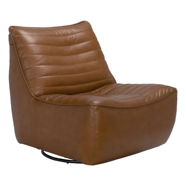 Mcclain Swivel Single Sofa, Roche Tan Leather For Sale