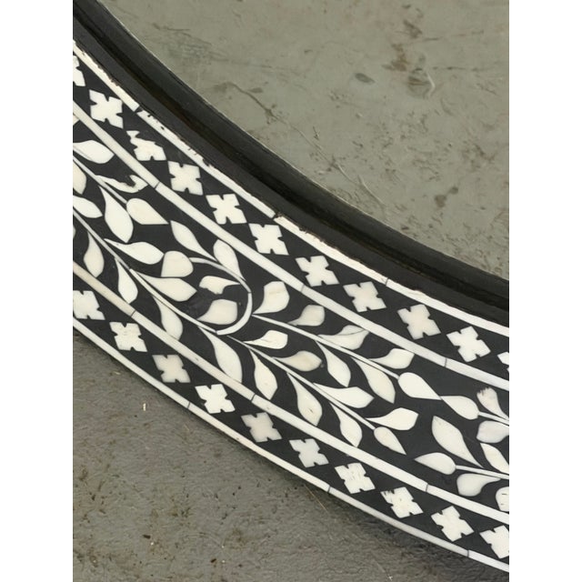 Aditya Handicrafts 32.75” Black & White Bone Inlay Floral Round Mirror, India, 2021 For Sale - Image 10 of 12