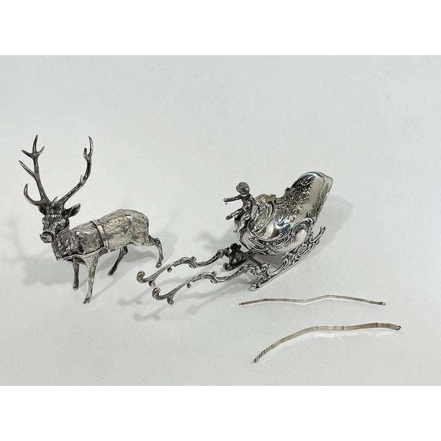 German Silver Reindeer with Sleigh attributed to Schleissner & Söhne, 1890s For Sale - Image 11 of 13