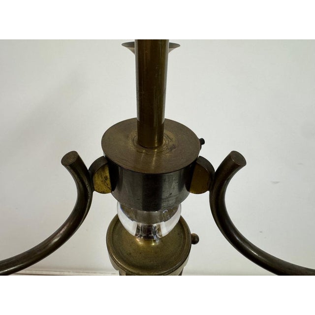 Maison Jansen Mid-Century Modern Brass Floor Lamp with Tripod Base from Maison Jansen, 1960s For Sale - Image 4 of 17