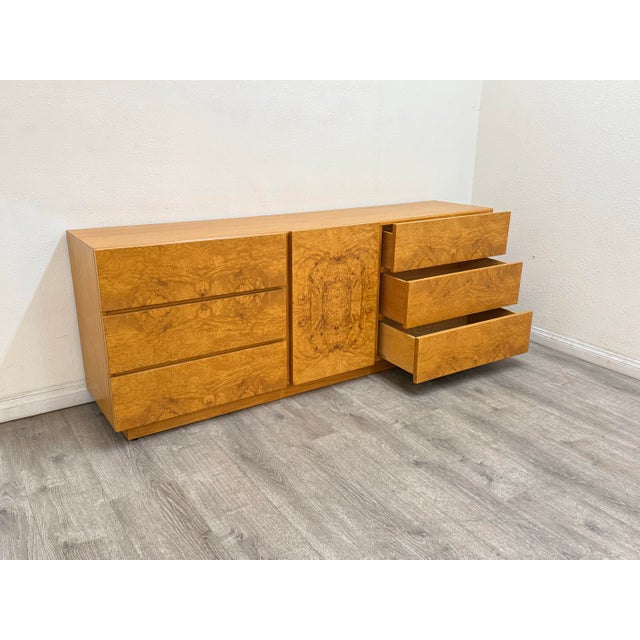 1970s Mid Century Modern Burl Wood Dresser For Sale - Image 5 of 11