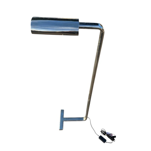 Cedric Hartman Tubular Chrome Modern T Base Floor Lamp For Sale - Image 4 of 11