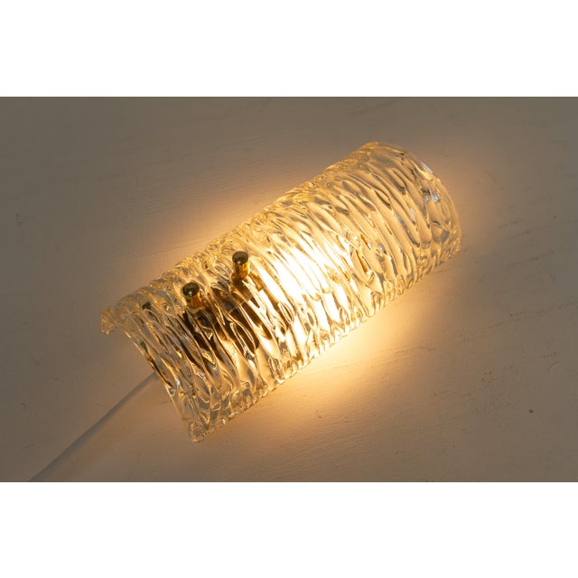 Mid-Century Modern Swedish Glass and Brass Sconce by Carl Fagerlund for Orrefors, 1960s For Sale - Image 15 of 17