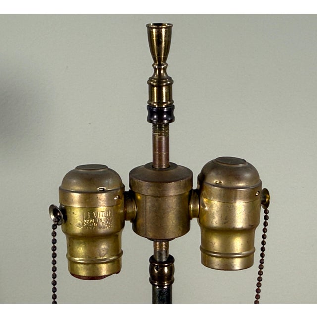 Vintage Hollywood Regency Maison Baguès Brass and Chrome Table Lamp For Sale - Image 10 of 11