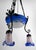Art Deco Wrought Iron Chandelier with Blue Blown Glass, France For Sale - Image 6 of 12