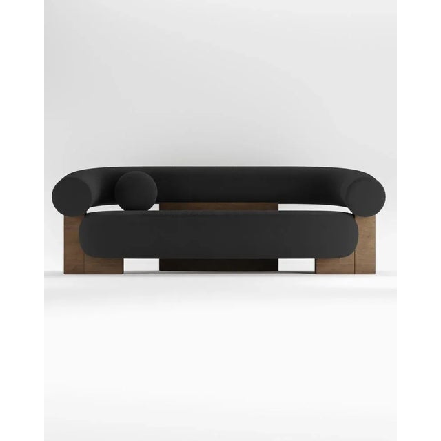 Not Yet Made - Made To Order Cassete Sofa in Boucle Black and Smoked Oak by Alter Ego for Collector For Sale - Image 5 of 5