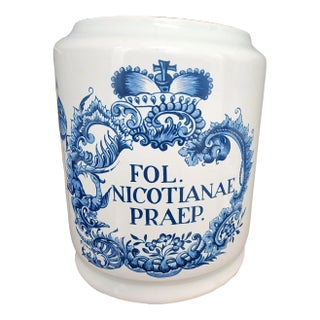 Holland Delft Fine Ceramic Lidded Apothecary Jar For Sale