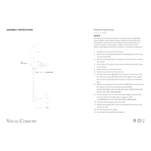 Transitional Studio VC for Visual Comfort Signature Cranston Large Sconce in Aged Iron with Linen Shade For Sale - Image 3 of 4