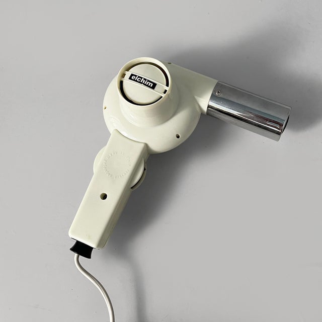 Italian Modern White Plastic and Metal Hair Dryer by Elchim, 1970s For Sale - Image 6 of 16