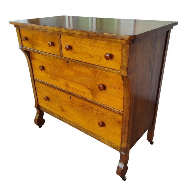 Traditional Restored Antique 19th-Century American Empire Chest of Drawers For Sale - Image 3 of 11