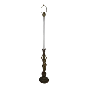 Neoclassical Female Figure Candlestick Lamp