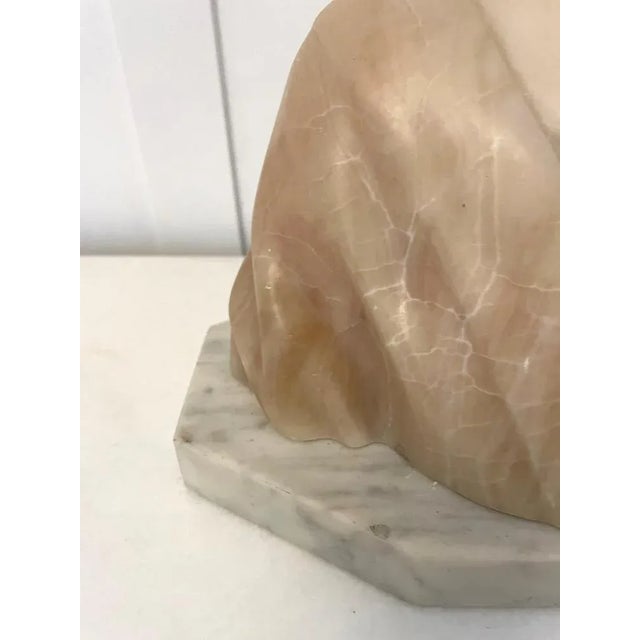 Brown Antique Victorian Alabaster Bust, 1860 For Sale - Image 8 of 12