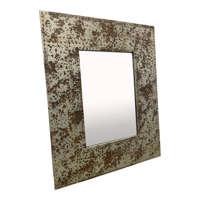 Vintage Patchwork Metal Mirror For Sale