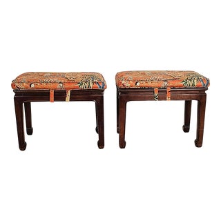 Pair of Vintage Henredon Asian Stools For Sale