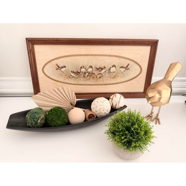 1980s Vintage Marjorie Morrow “Sparrows” Framed Bird Print, 1983 For Sale - Image 5 of 8
