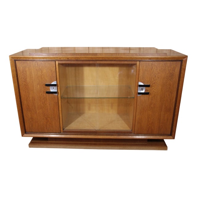 Art Deco Buffet Serving in Light Oak by Auguste Vallin, 1930s For Sale