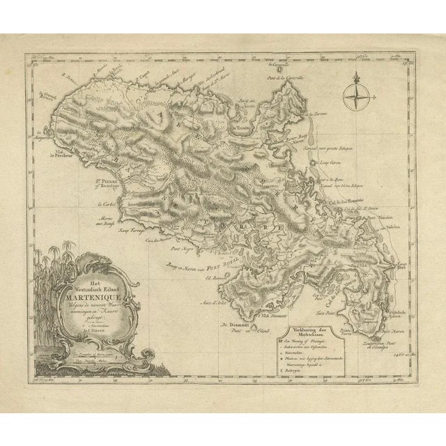 Dutch Map of Martinique in the West Indies by Isaak Tirion, 1765 For Sale - Image 6 of 8