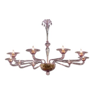 Modern Italian Murano Glass 10 Arm Chandelier in Lavender For Sale