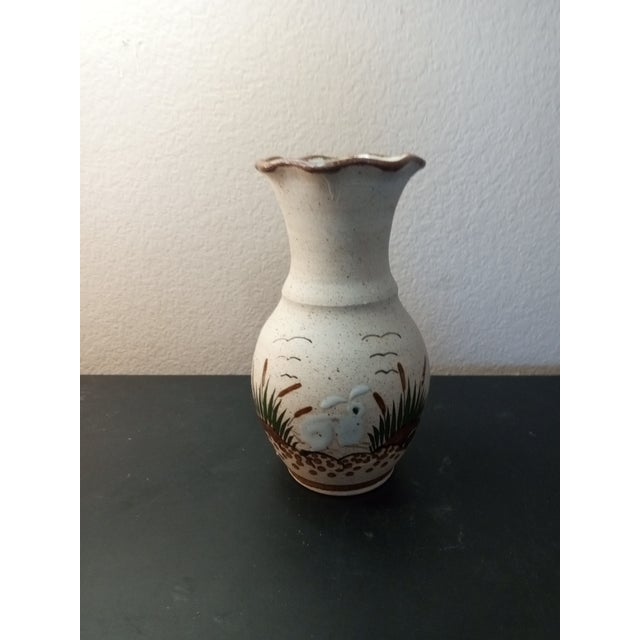 1980s 1980s Tonala Mexican Folk Art Pottery Fluted Vase For Sale - Image 5 of 6