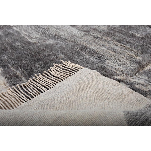 Contemporary Abstract Scattered Organic Hand-Knotted Wool Rug | 9'5" X 8'1" | One of a Kind For Sale - Image 3 of 7