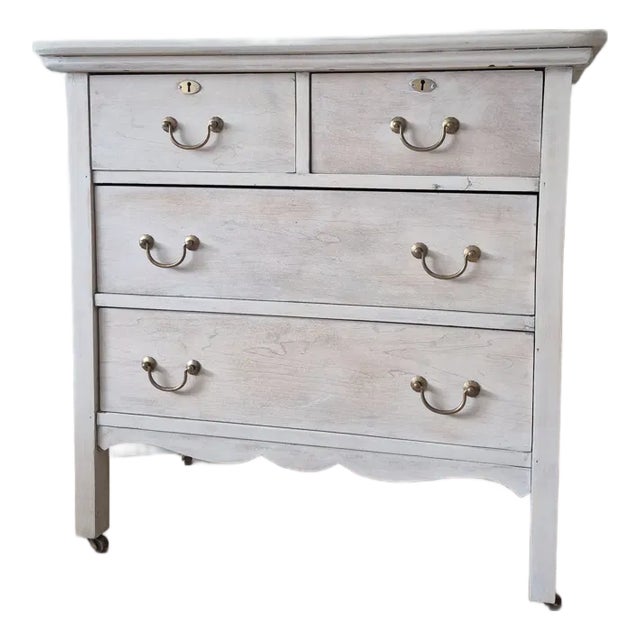 Early 20th Century Gustavian Style Whitewashed Maple Chest of Drawers (9 Words, Fully Defensible Now) For Sale