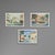 Set of three French village scene paintings. Circa 1970.