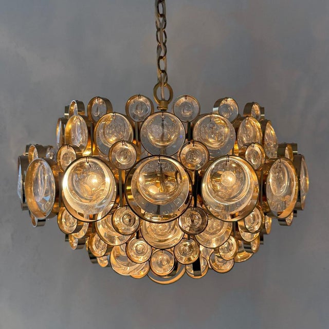Postmodern 24-Karat Gold-Plated 6-Light Chandelier by Gaetano Sciolari for Palwa, 1970s For Sale - Image 13 of 18
