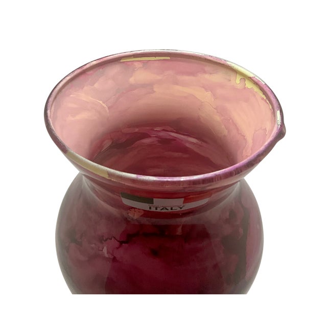 Italian Hand-Painted Marbled Glass Vase For Sale - Image 10 of 10